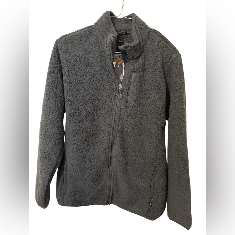 ♥️NWT Eddie Bauer Womens Full Zip Fleece Jacket Solid Blue Gray♥️